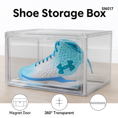 Clear Stackable Shoe Box Organizer – Foldable Acrylic Storage Case-NEW