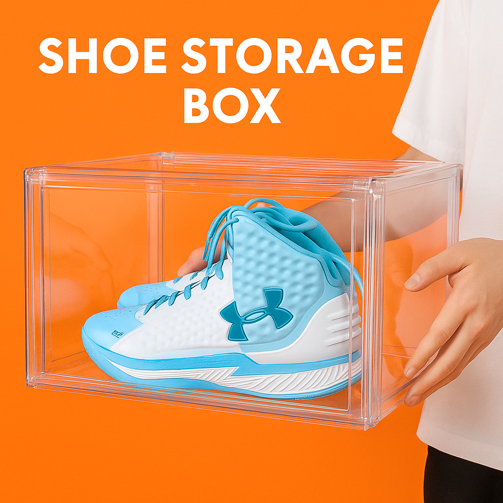 Clear Stackable Shoe Box Organizer – Foldable Acrylic Storage Case-NEW