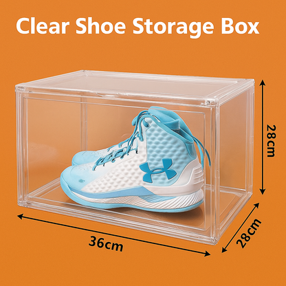 Clear Stackable Shoe Box Organizer – Foldable Acrylic Storage Case-NEW
