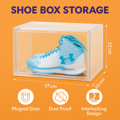 Clear Stackable Shoe Box Organizer – Foldable Acrylic Storage Case-NEW
