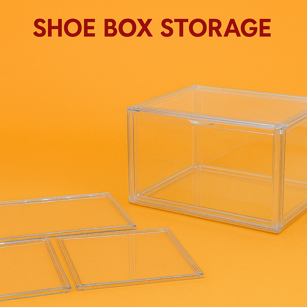 Clear Stackable Shoe Box Organizer – Foldable Acrylic Storage Case-NEW