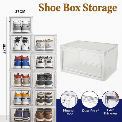 Clear Stackable Shoe Box Organizer – Foldable Acrylic Storage Case-NEW