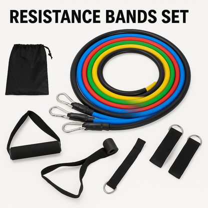11Pcs 150LBS Resistance Exercise Bands with Yoga Strap-NEW
