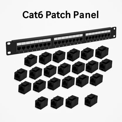 CAT6 Ethernet Patch Panel 24 Port 1U Rack 110 Krone IDC-NEW