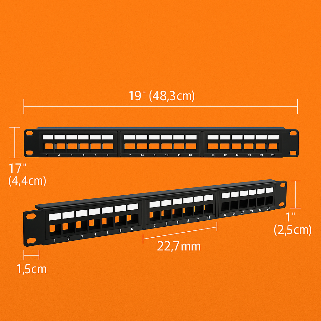 CAT6 Ethernet Patch Panel 24 Port 1U Rack 110 Krone IDC-NEW
