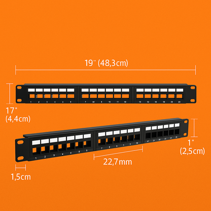 CAT6 Ethernet Patch Panel 24 Port 1U Rack 110 Krone IDC-NEW