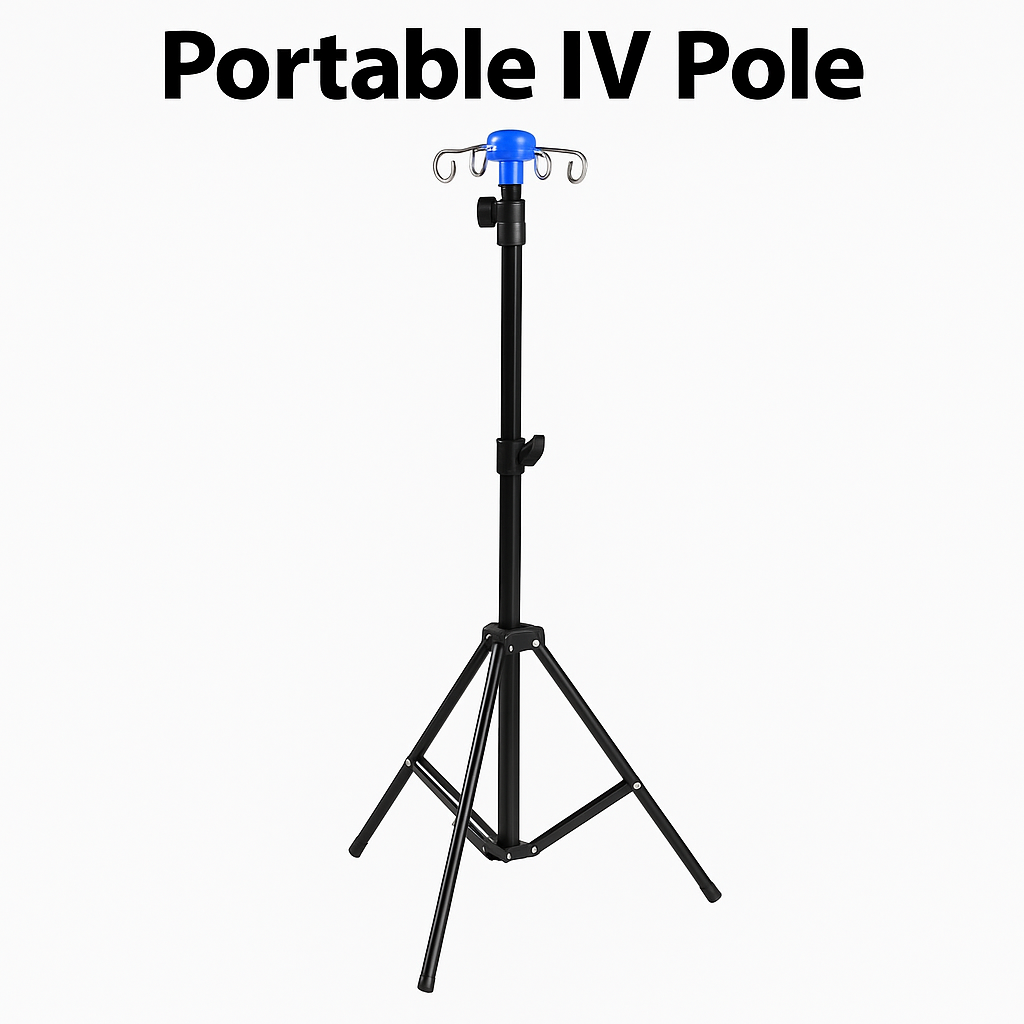 4-Hook Portable IV Pole Stand Drip Bag Holder-NEW