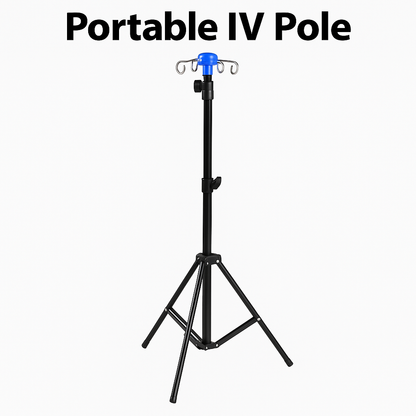 4-Hook Portable IV Pole Stand Drip Bag Holder-NEW