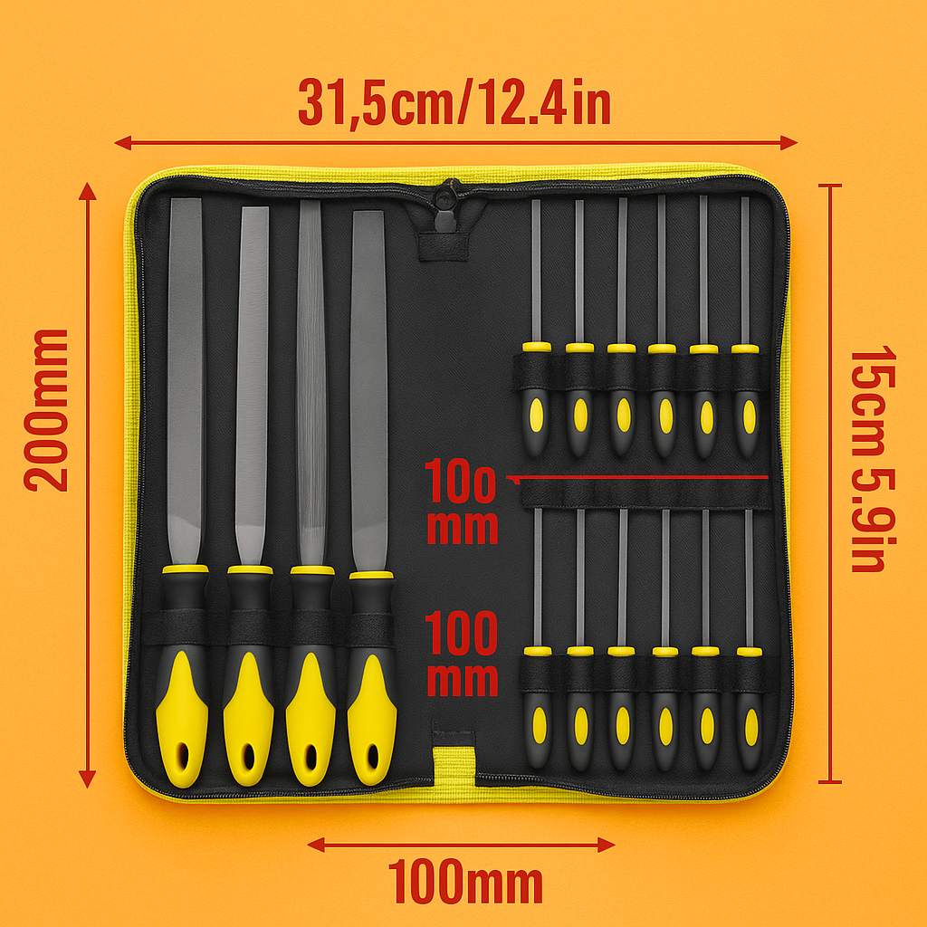 18pcs Steel File Set for Metal, Wood & Rasp with Carry Case-NEW
