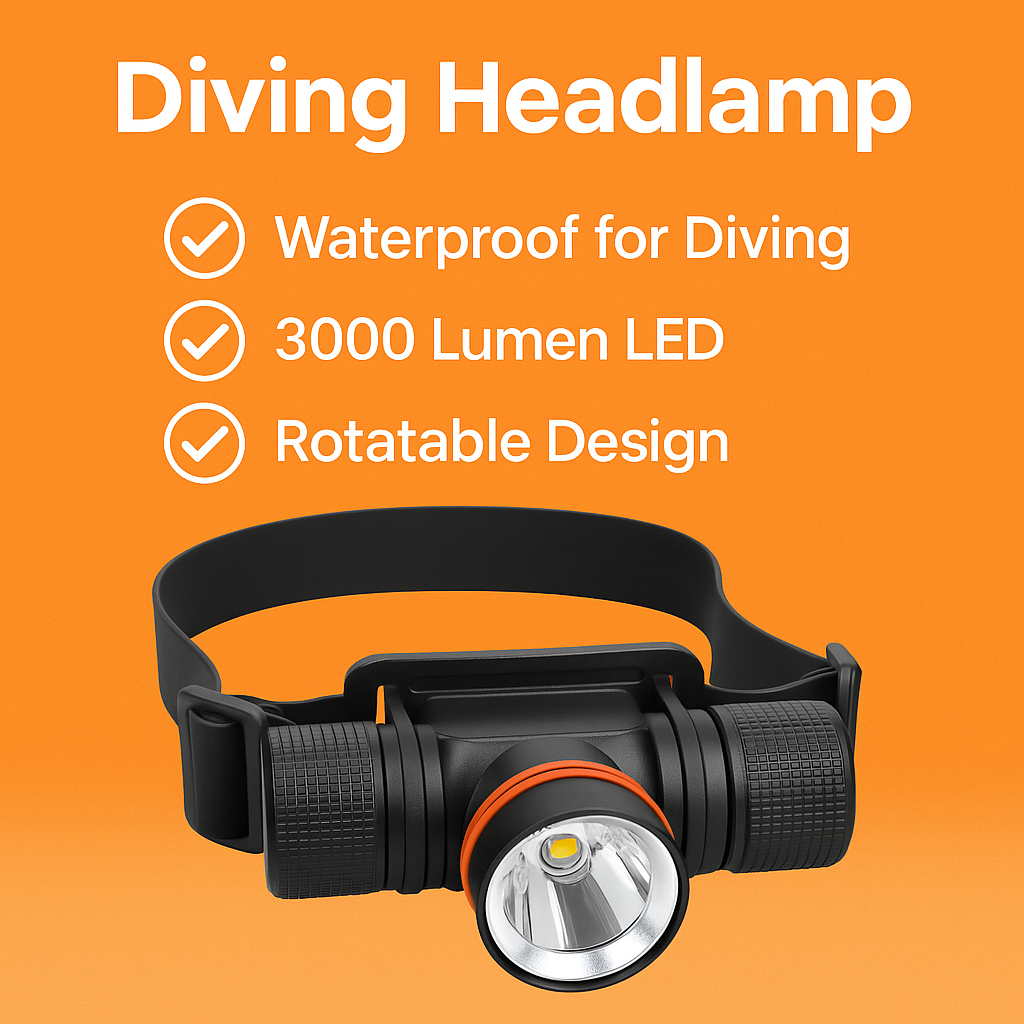 Rechargeable LED Diving Headlamp 1200LM Waterproof Torch-NEW