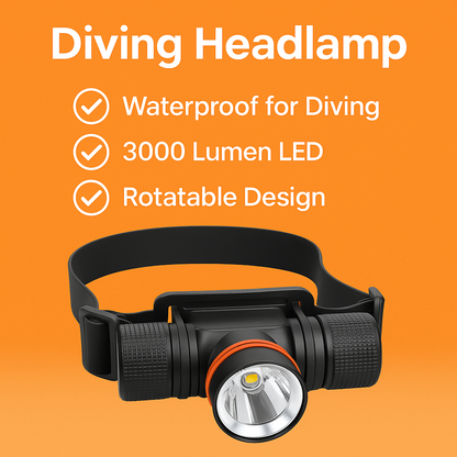 Rechargeable LED Diving Headlamp 1200LM Waterproof Torch-NEW