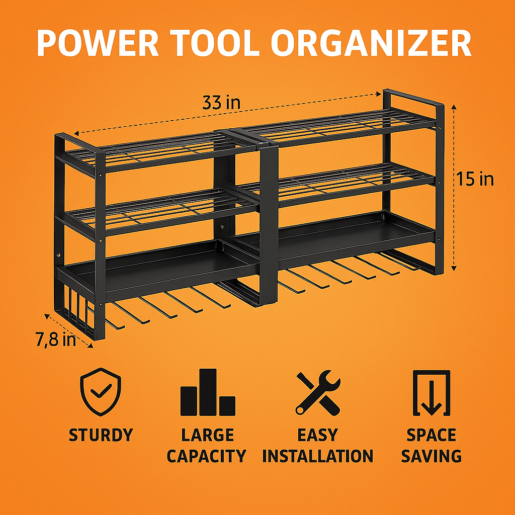 Heavy Duty Tool Organizer Wall Shelf New