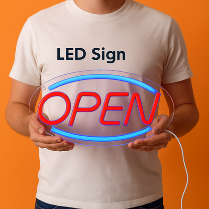 LED Open Neon Sign Light 45x22cm USB Powered-NEW