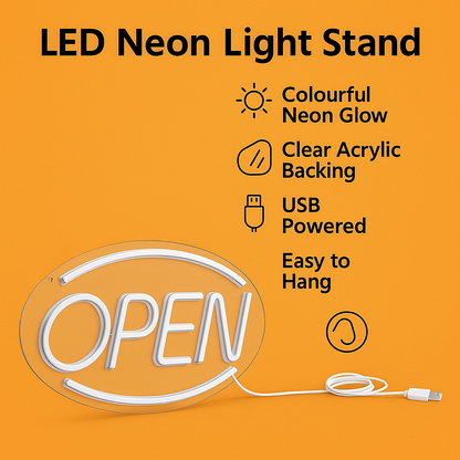 LED Open Neon Sign Light 45x22cm USB Powered-NEW
