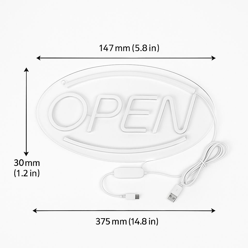 LED Open Neon Sign Light 45x22cm USB Powered-NEW