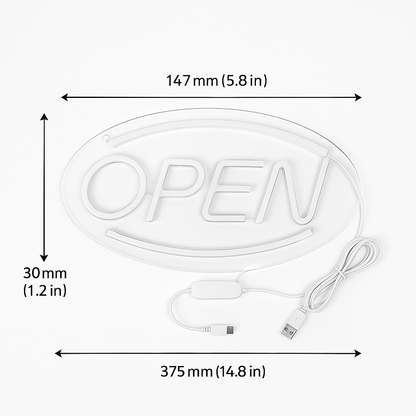 LED Open Neon Sign Light 45x22cm USB Powered-NEW