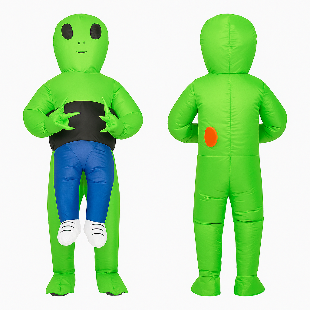 AU Green Alien Inflatable Costume – Kids 125–145 cm & Adults 150–195 cm NEW