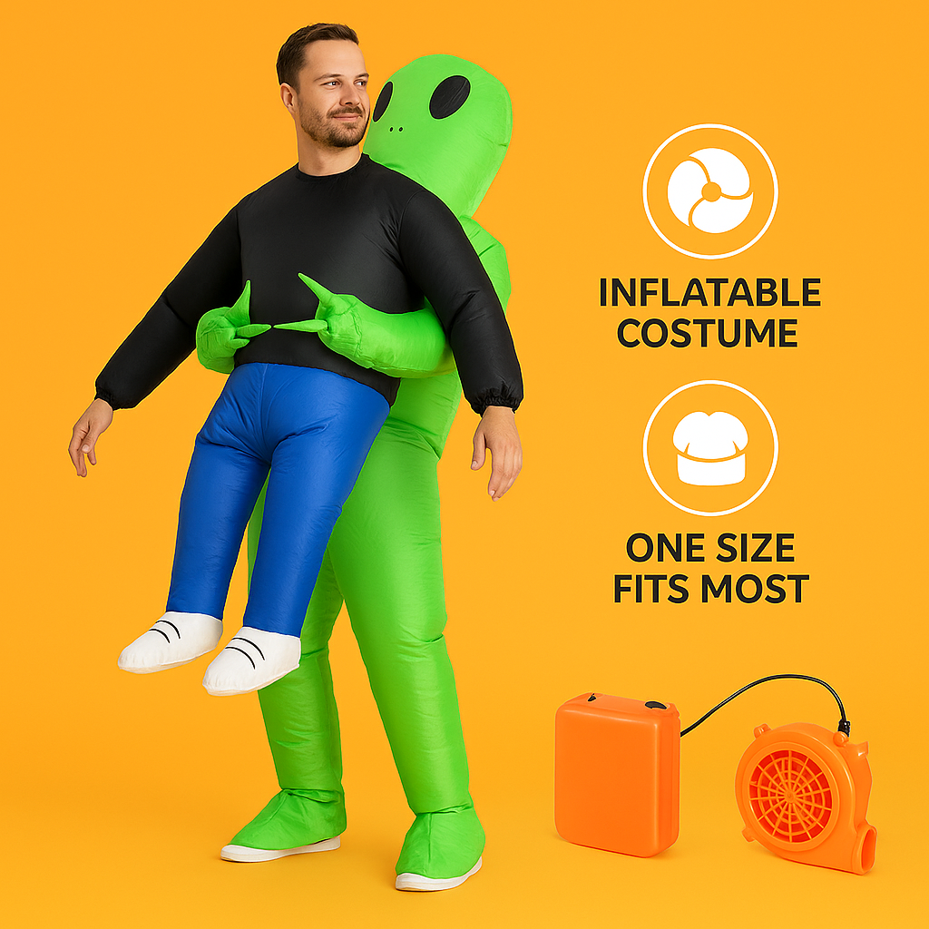 AU Green Alien Inflatable Costume – Kids 125–145 cm & Adults 150–195 cm NEW