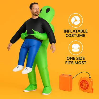 AU Green Alien Inflatable Costume – Kids 125–145 cm & Adults 150–195 cm NEW