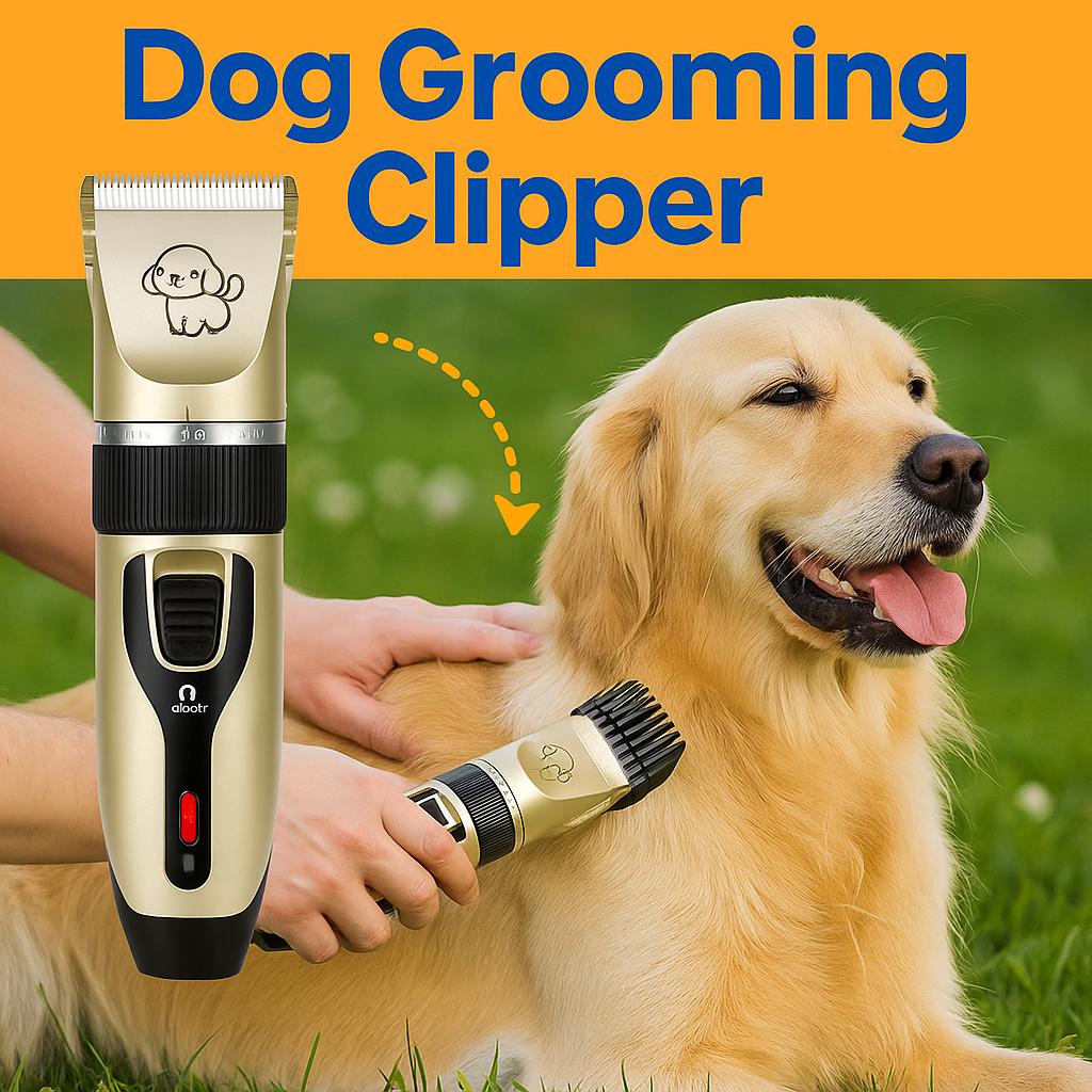 Dog Hair Trimmer – Cordless Pet Grooming Clipper with Ceramic Blade (Gold)-NEW