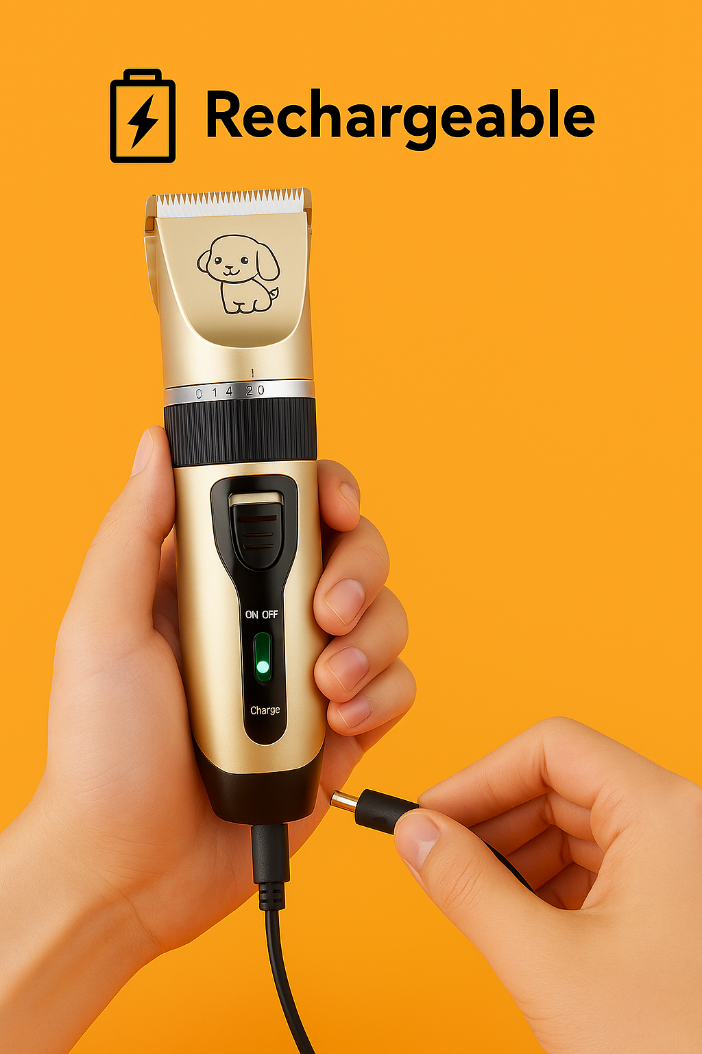 Dog Hair Trimmer – Cordless Pet Grooming Clipper with Ceramic Blade (Gold)-NEW