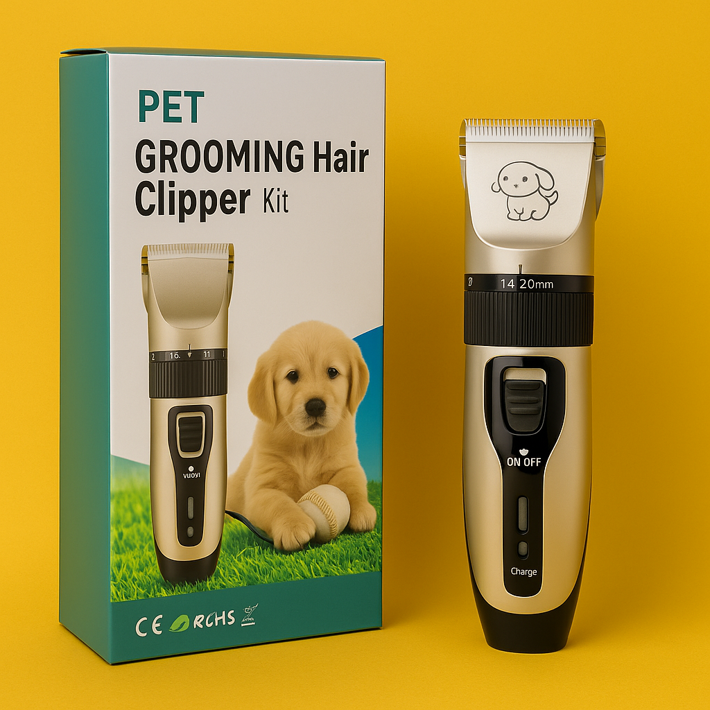 Dog Hair Trimmer – Cordless Pet Grooming Clipper with Ceramic Blade (Gold)-NEW