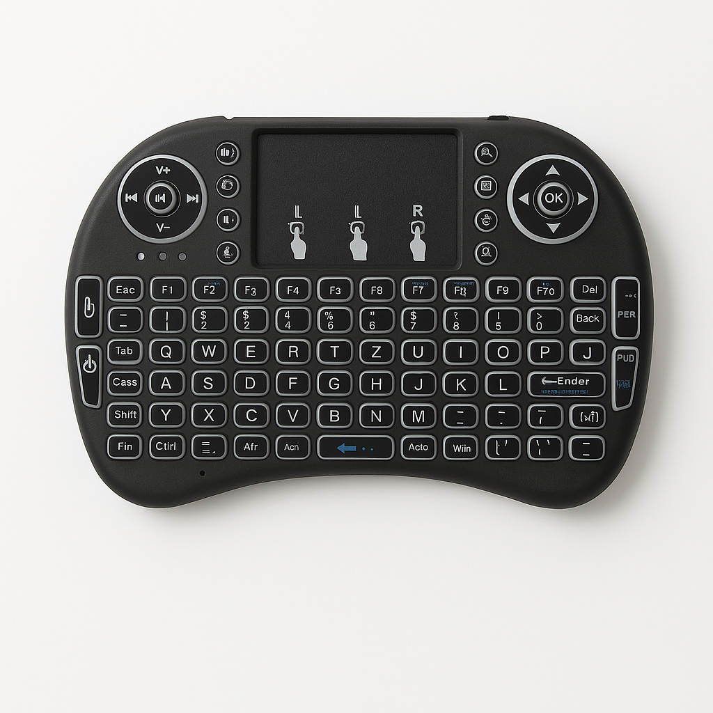 Mini Wireless Keyboard with Touchpad – 2.4GHz Portable Backlit Keyboard for Smart TV, PC & Android (Black)-NEW
