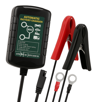 Battery Charger Maintainer – 6V/12V 1.5A Smart Automatic Trickle Charger for Car & Motorcycle-NEW