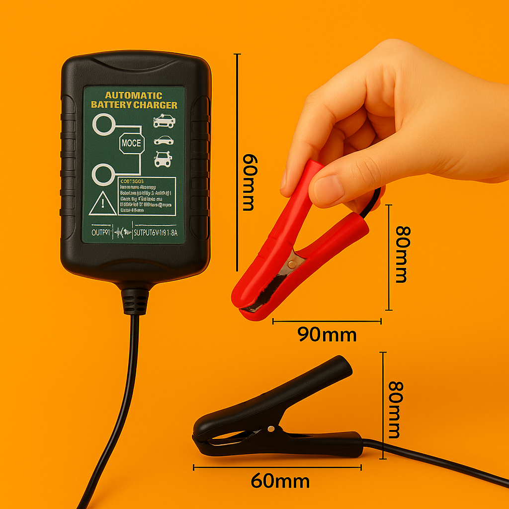 Battery Charger Maintainer – 6V/12V 1.5A Smart Automatic Trickle Charger for Car & Motorcycle-NEW