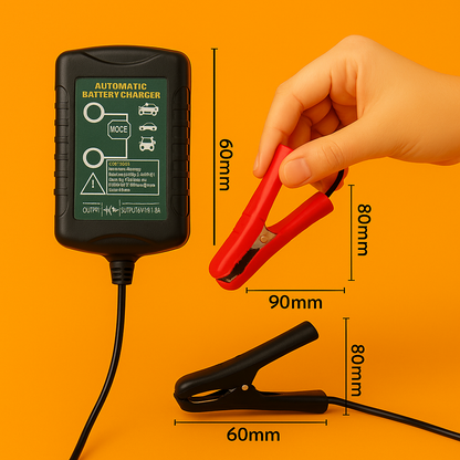 Battery Charger Maintainer – 6V/12V 1.5A Smart Automatic Trickle Charger for Car & Motorcycle-NEW