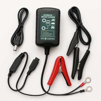 Battery Charger Maintainer – 6V/12V 1.5A Smart Automatic Trickle Charger for Car & Motorcycle-NEW
