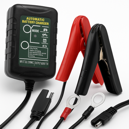 Battery Charger Maintainer – 6V/12V 1.5A Smart Automatic Trickle Charger for Car & Motorcycle-NEW