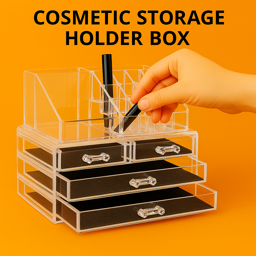 4 Drawer Acrylic Makeup Organizer – Clear Cosmetic & Jewellery Storage Box -NEW
