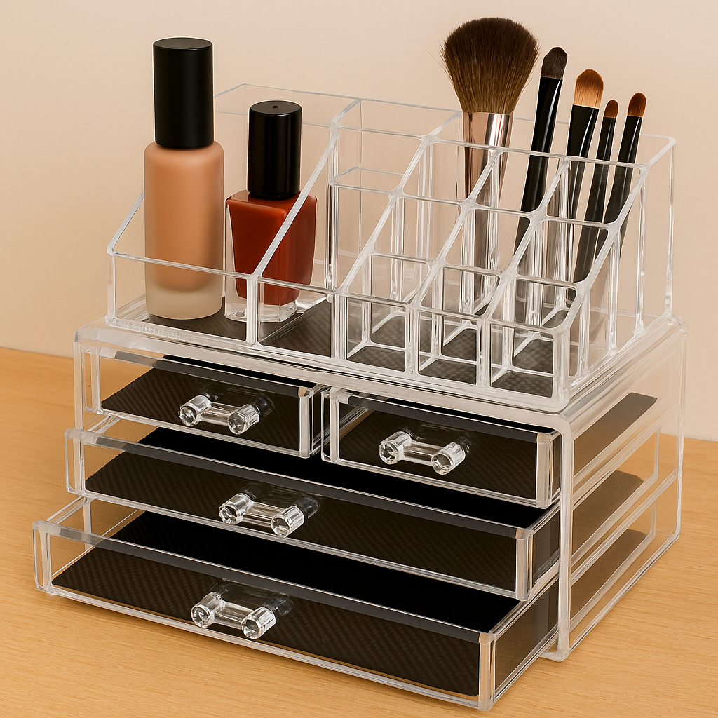 4 Drawer Acrylic Makeup Organizer – Clear Cosmetic & Jewellery Storage Box -NEW