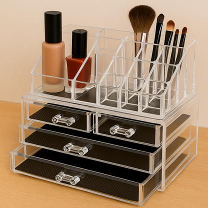 4 Drawer Acrylic Makeup Organizer – Clear Cosmetic & Jewellery Storage Box -NEW