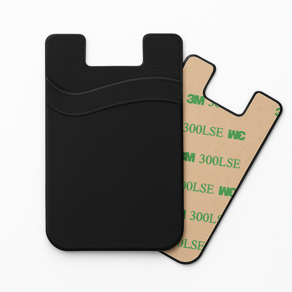 Double Layers Silicone Mobile Phone Back Card Holder Wallet – 3M Adhesive, Two Pockets-NEW