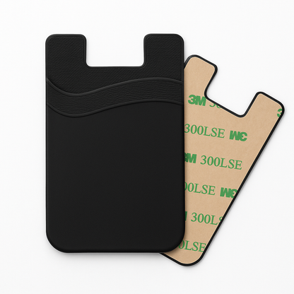 Double Layers Silicone Mobile Phone Back Card Holder Wallet – 3M Adhesive, Two Pockets-NEW
