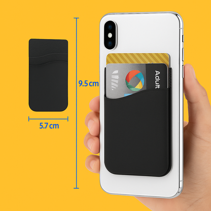 Double Layers Silicone Mobile Phone Back Card Holder Wallet – 3M Adhesive, Two Pockets-NEW