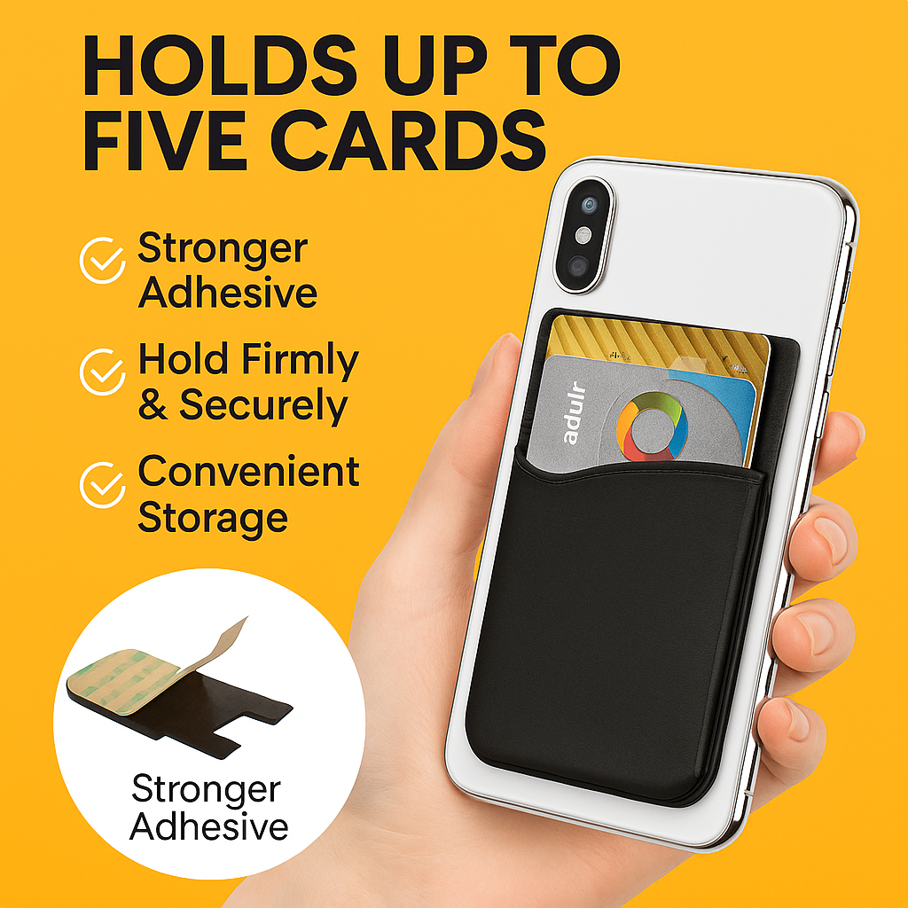 Double Layers Silicone Mobile Phone Back Card Holder Wallet – 3M Adhesive, Two Pockets-NEW