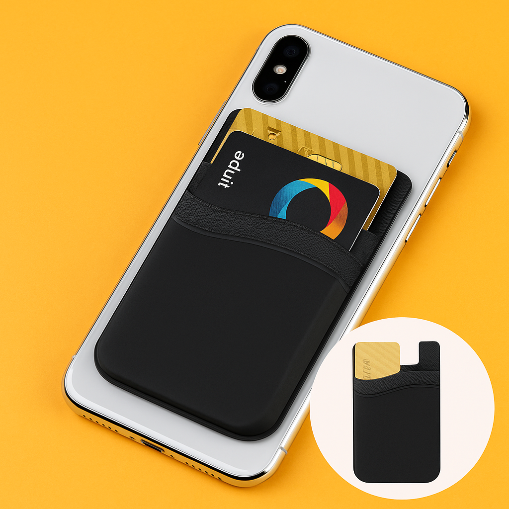 Double Layers Silicone Mobile Phone Back Card Holder Wallet – 3M Adhesive, Two Pockets-NEW