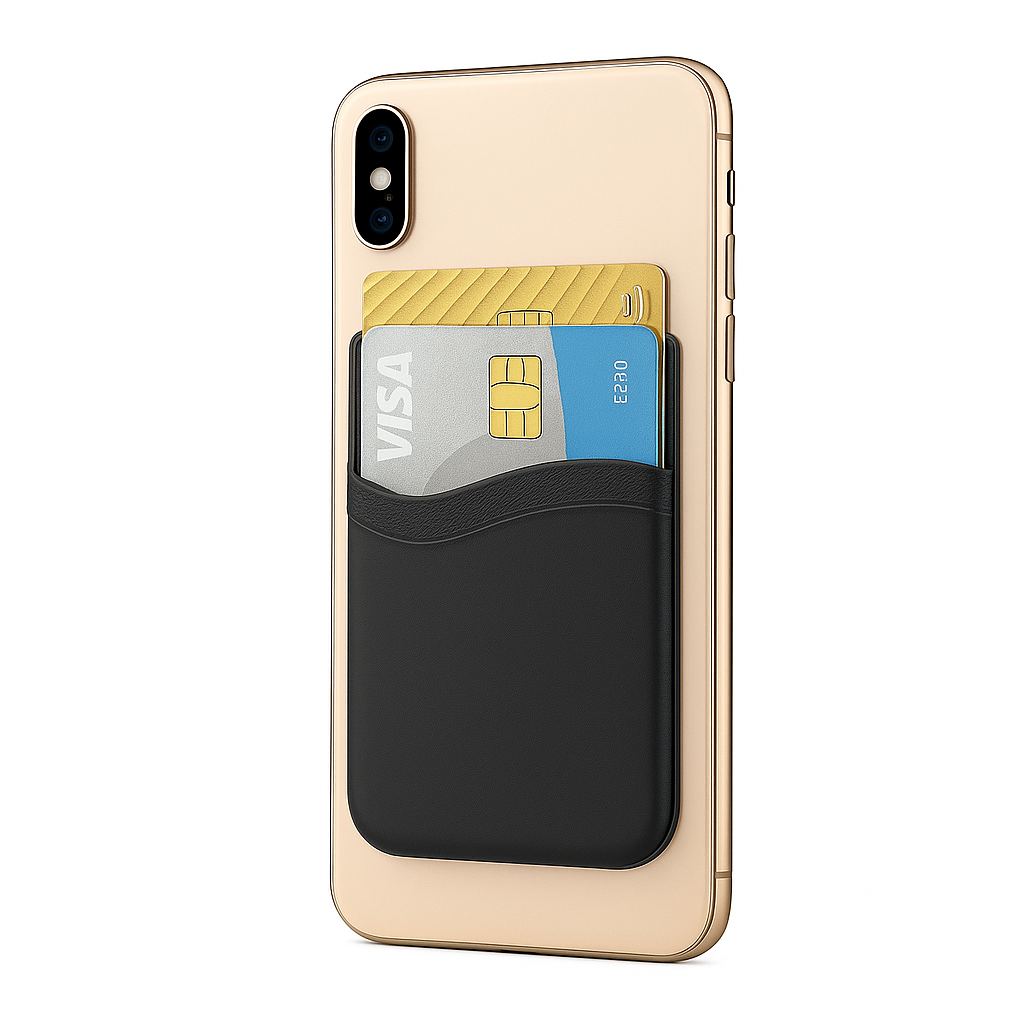 Double Layers Silicone Mobile Phone Back Card Holder Wallet – 3M Adhesive, Two Pockets-NEW