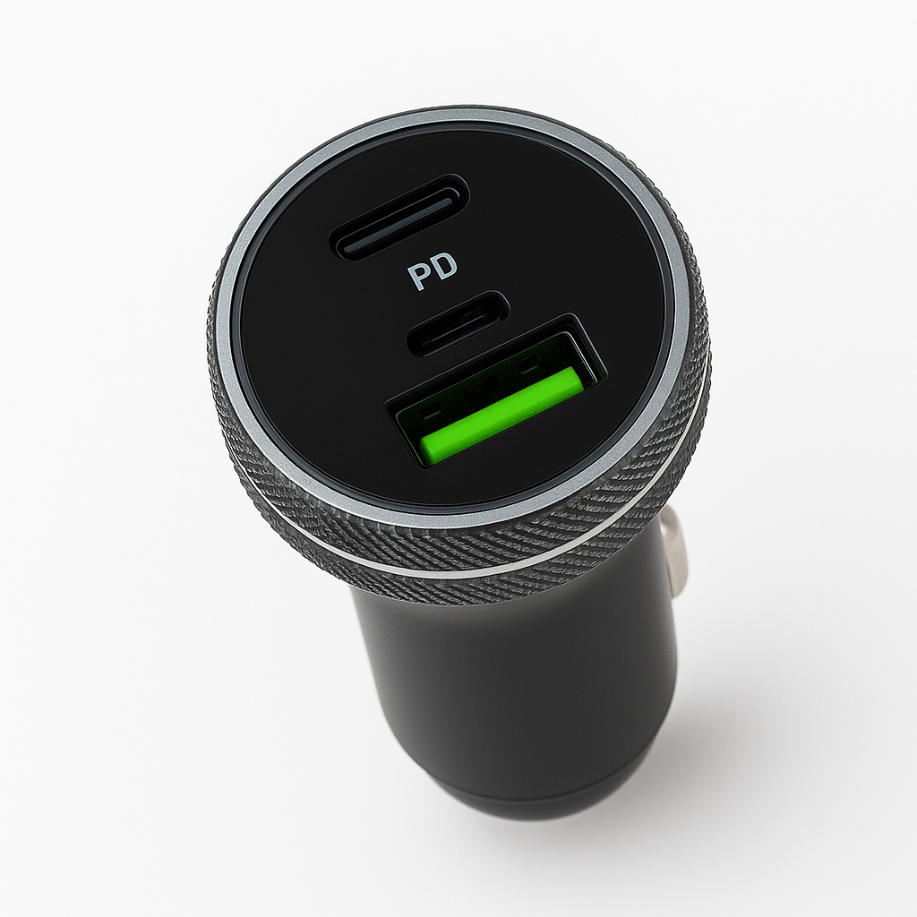 USB Car Charger 65W with Wire – Fast Dual-Port Charger for Huawei & iPhone -NEW