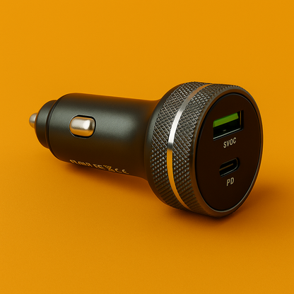 USB Car Charger 65W with Wire – Fast Dual-Port Charger for Huawei & iPhone -NEW