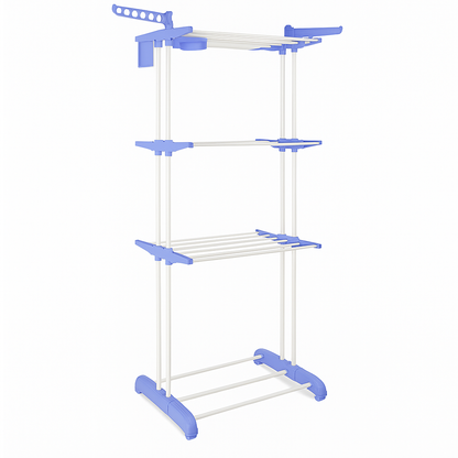 6 Tier Foldable Clothes Drying Rack with Hanging Wings – Stainless Steel Indoor/Outdoor-NEW
