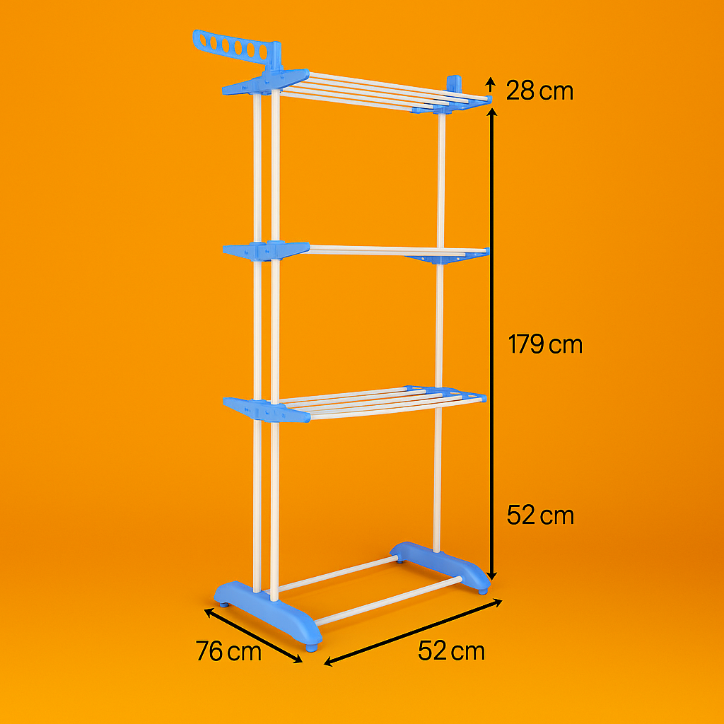 6 Tier Foldable Clothes Drying Rack with Hanging Wings – Stainless Steel Indoor/Outdoor-NEW