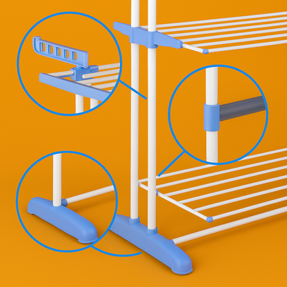 6 Tier Foldable Clothes Drying Rack with Hanging Wings – Stainless Steel Indoor/Outdoor-NEW