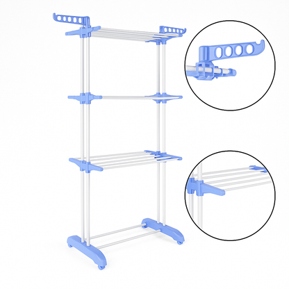 6 Tier Foldable Clothes Drying Rack with Hanging Wings – Stainless Steel Indoor/Outdoor-NEW