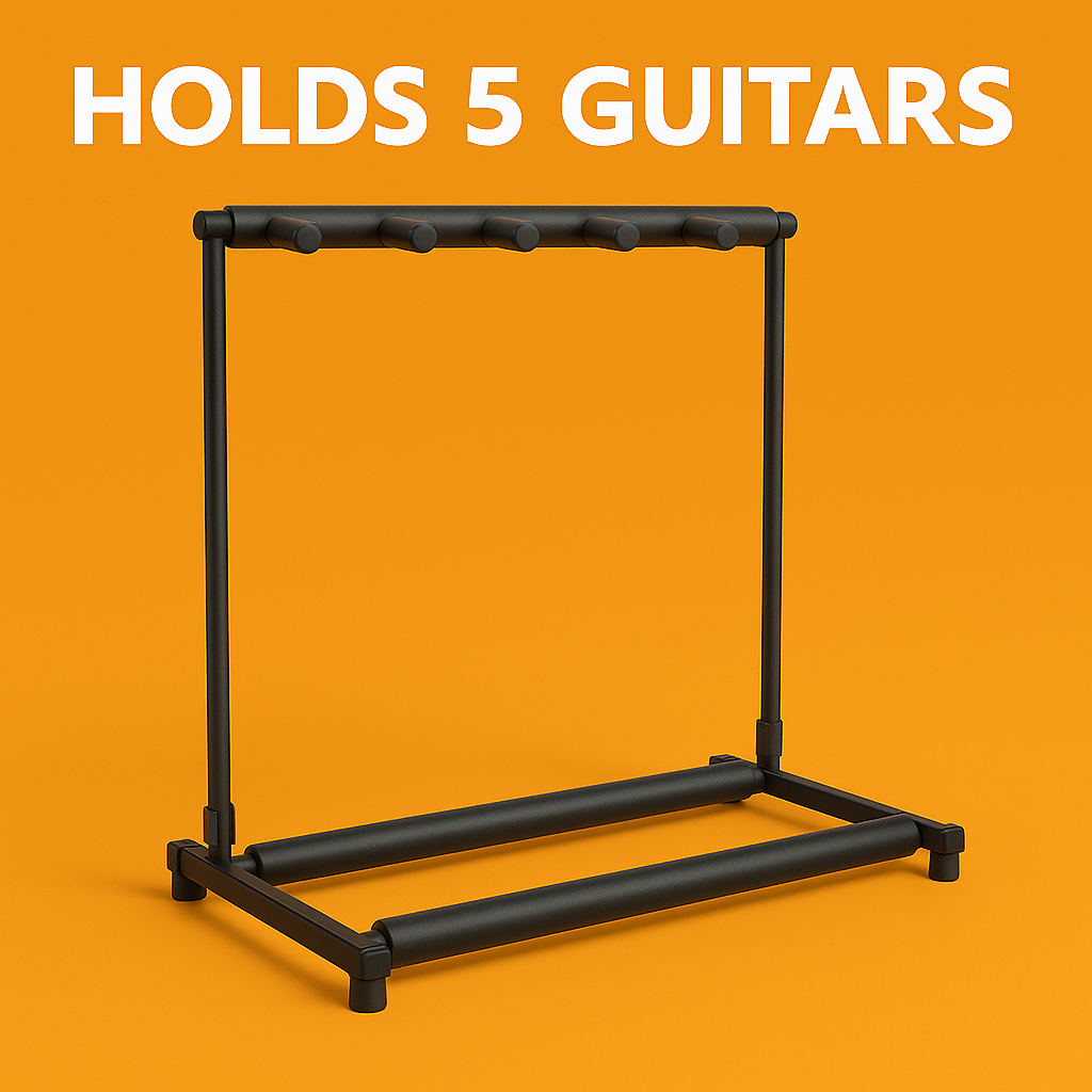 5 Guitar Stand Rack – Multiple Instrument Folding Padded Organizer-NEW