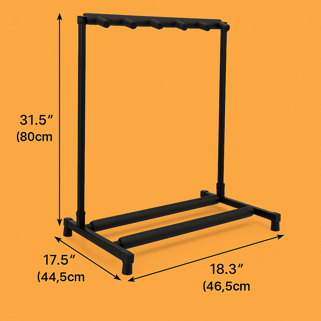 5 Guitar Stand Rack – Multiple Instrument Folding Padded Organizer-NEW