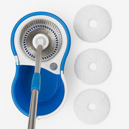 Stainless Steel 360° Spinning Mop Bucket – Easy Clean with 2 Free Mop Heads-NEW